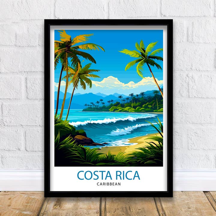 Costa Rica Caribbean Poster Tropical Rainforest Art Costa Rica Wall Art Caribbean Sea Poster Pura Vida Illustration Exotic Wildlife Decor for wholesale by InkNPrintz