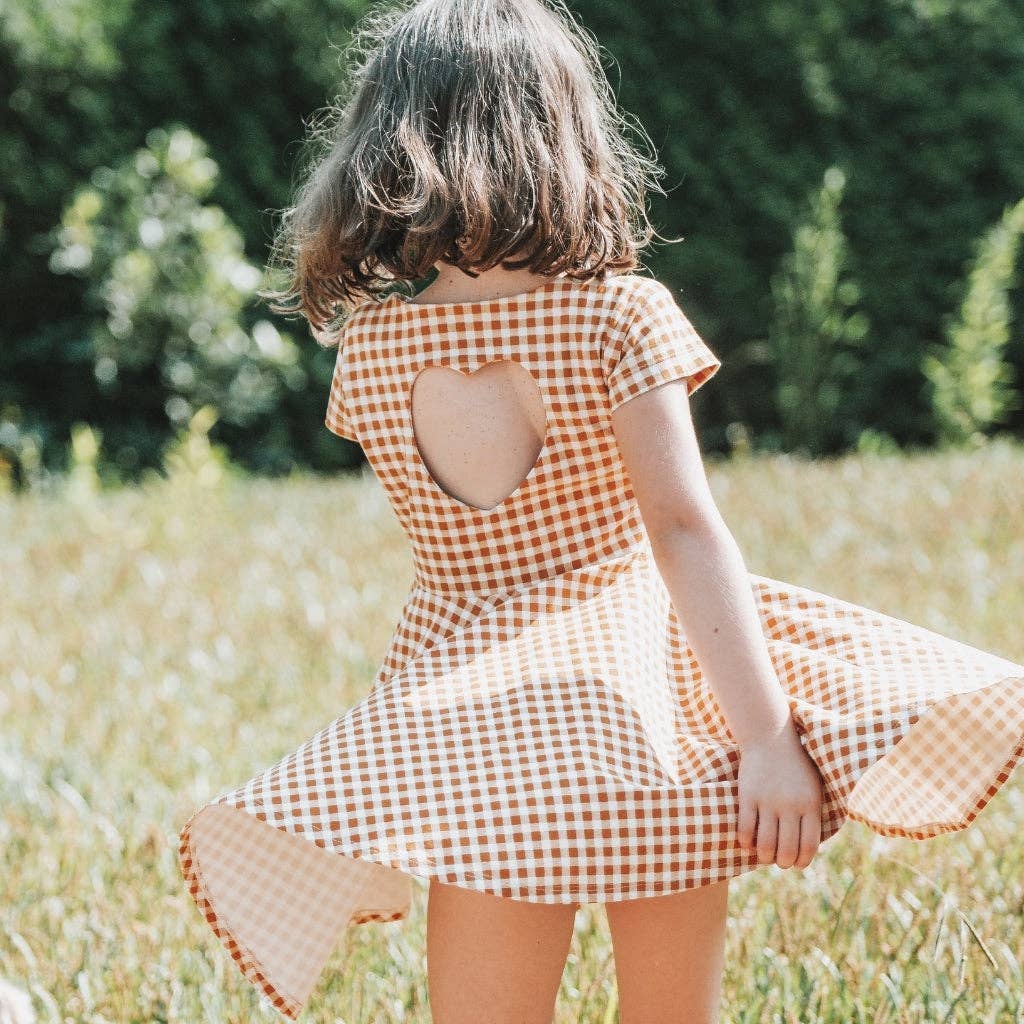 Sienna Gingham Sweetheart Twirl Dress | Organic Cotton Jersey  for wholesale on Faire3