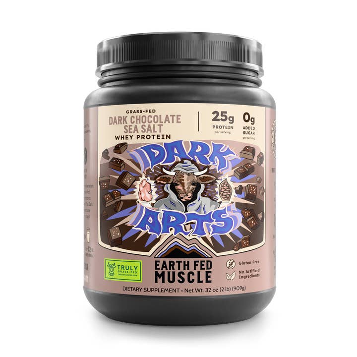 Earth Fed Muscle - Wholesale Protein/Superfood Powder - Dark Arts Salted Chocolate Grass-Fed Whey Protein0