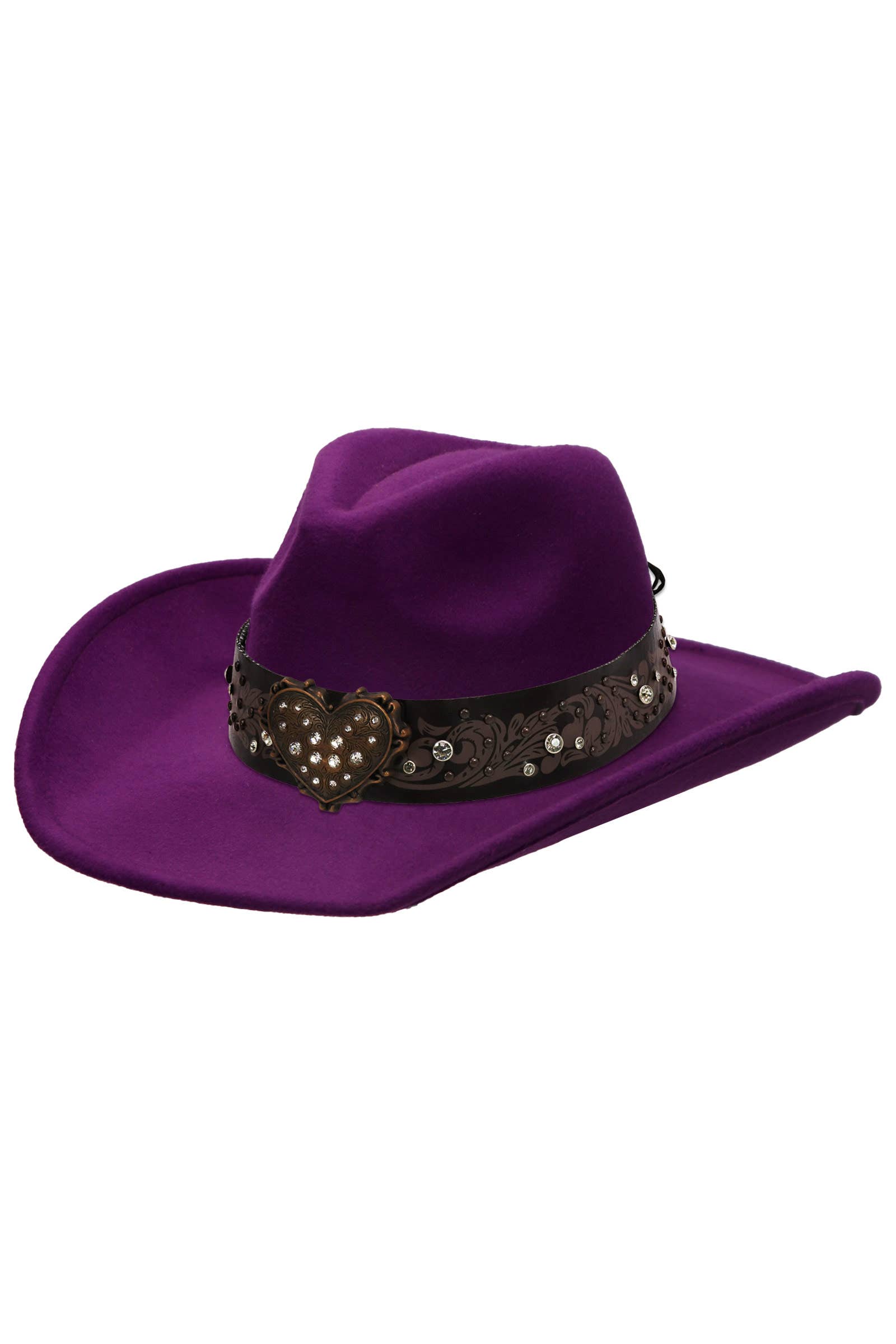 Cap Zone - Venta al por mayor Sombrero cowboy - Unisex - Sombrero vaquero de fieltro con cinturón de strass en forma de corazón19