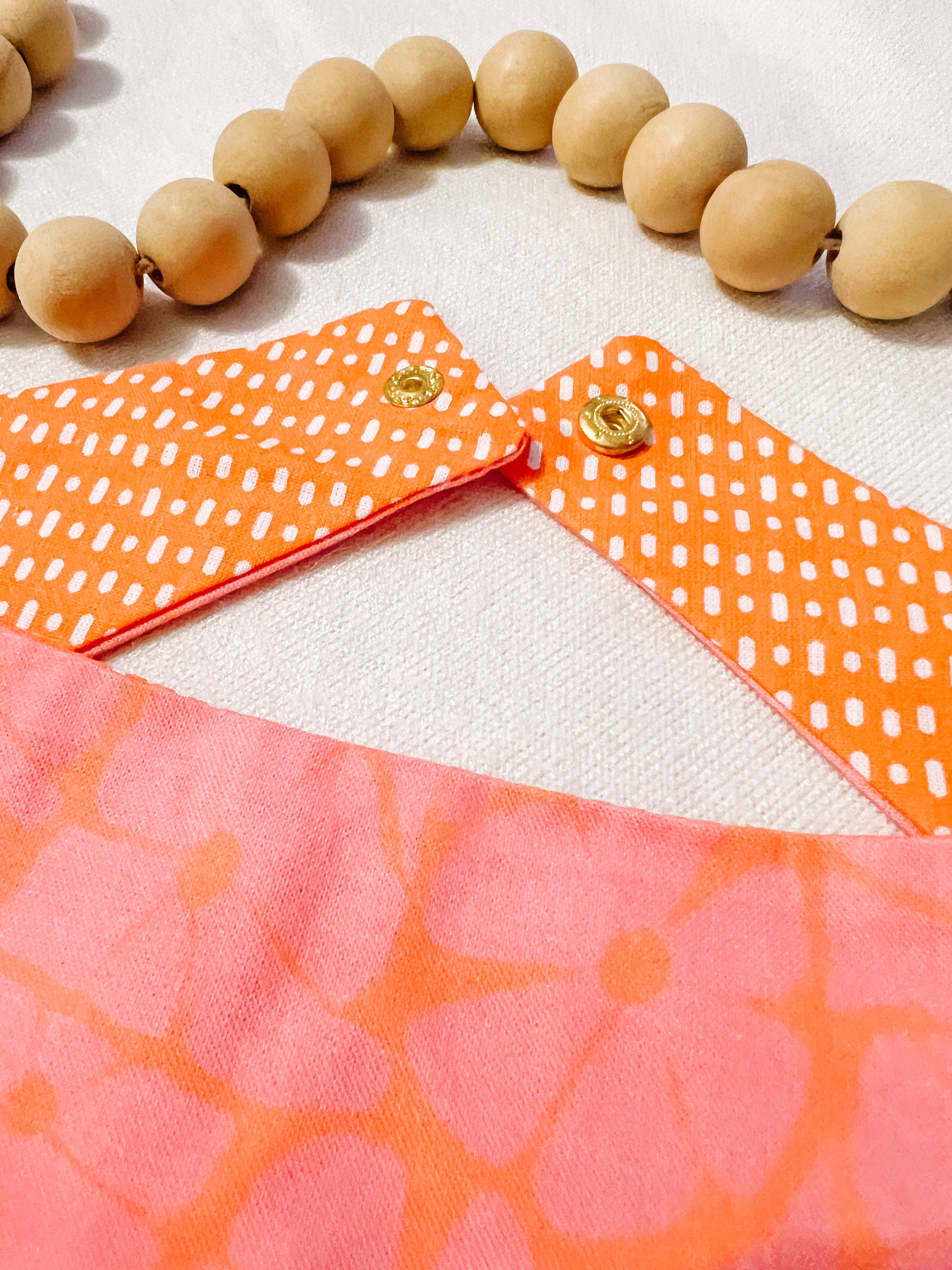 StellaLoo - Wholesale Pet Bandana - Dog - Floral Pink and Orange Reversible Dog Bandana, Summer Scarfs2