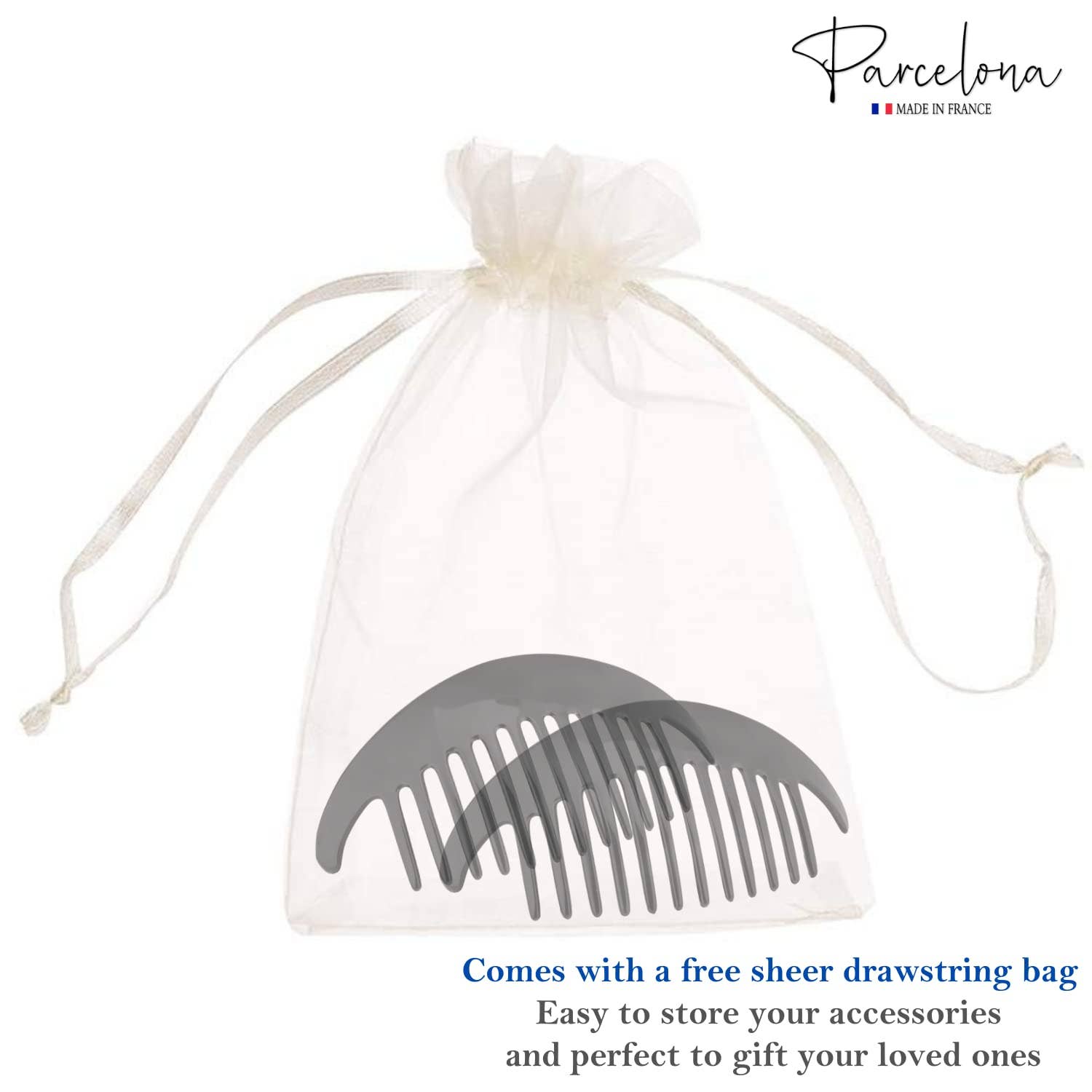 Parcelona - Wholesale Hair Brush/Comb - Parcelona French Alice Large Celluloid 12 Teeth Side Hair Combs for Women 2 Pcs32