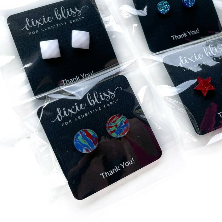 Dixie Bliss - Wholesale Stud/Post Earrings - Patriotic swag earrings for promotions and events