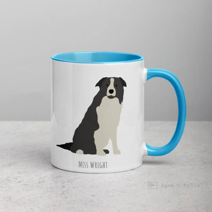 Grey Border Collie Customised Mug for wholesale by Nana + Belle