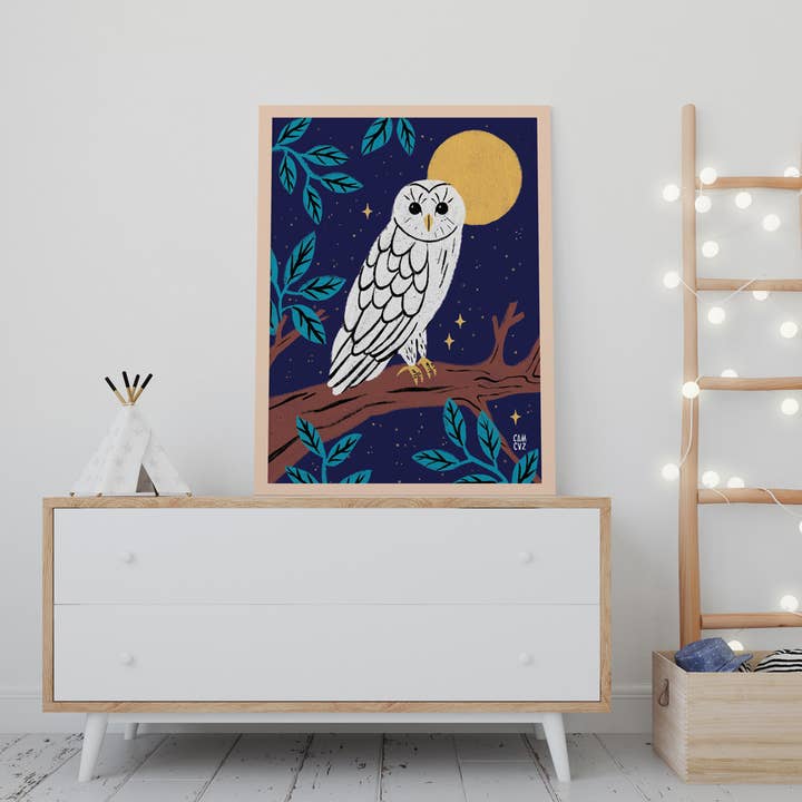 Camille Cauvez illustration et papeterie – Engroshandel Plakat – Ugle i natten | uglebarn julefugleplakat1