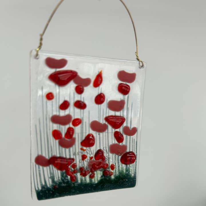 Pam Peters Designs - Wholesale Decorative Tabletop Object - Handmade Fused Glass - Poppy Token