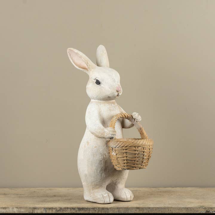 20.5" TEXTURED BUNNY W/ BASKET for wholesale by Ragon House