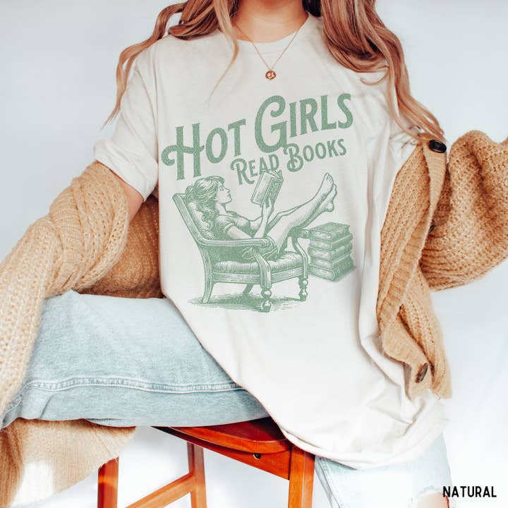 NVC Ecommerce LLC - Wholesale T-Shirt (Graphic) - Women's - Hot Girls Read Books Shirt, Bookish Shirt, Bookworm Shirt