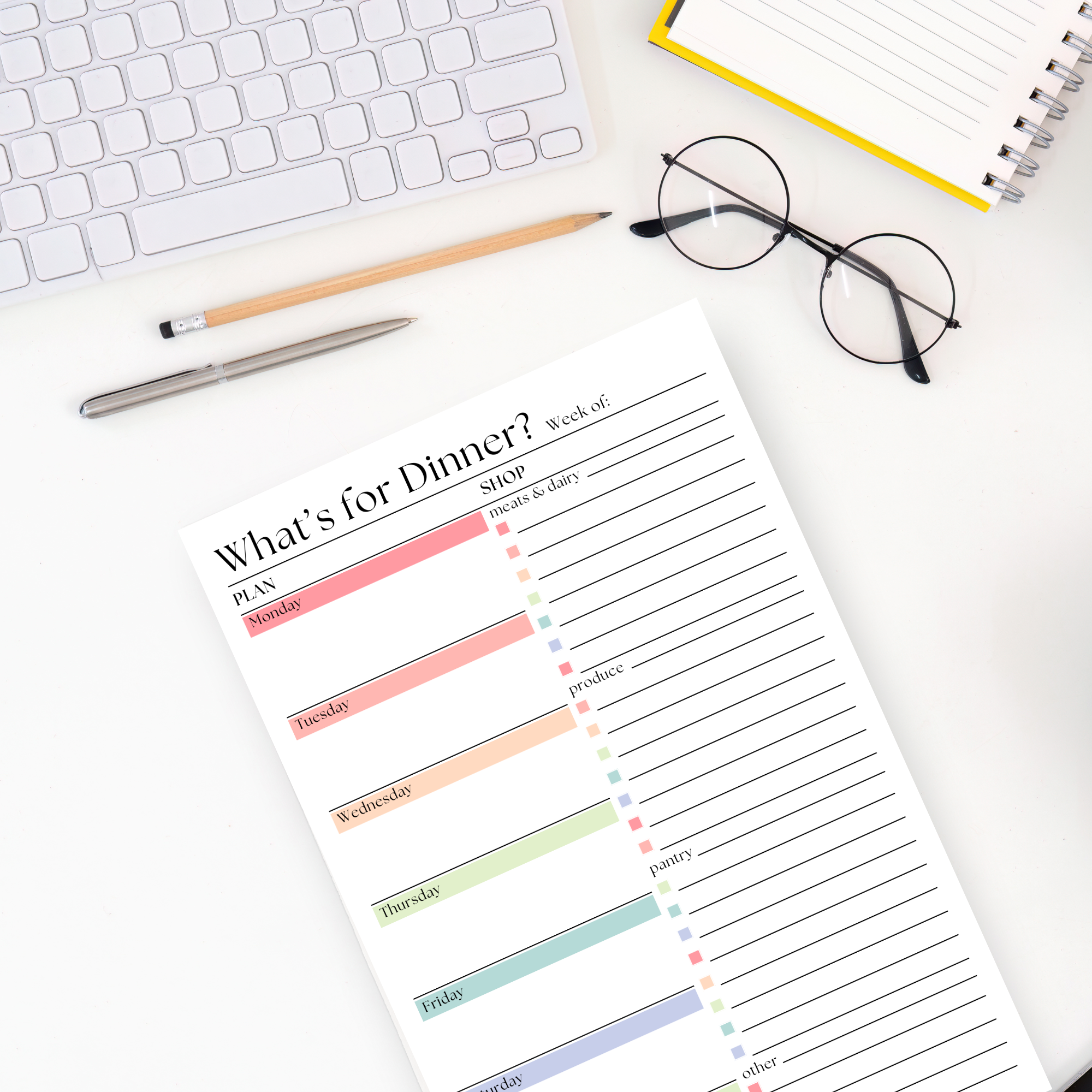 Eleventh and Taylor - Wholesale Notepad - Weekly Meal Planner and Shopping List: 50-Page Notepad2