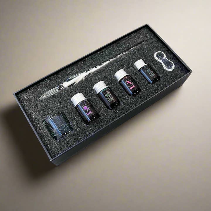 Soothi | Containers Of Creativity - Wholesale Pen - Hand-Blown Glass Dip Pen Set - Elegant Calligraphy & Writing