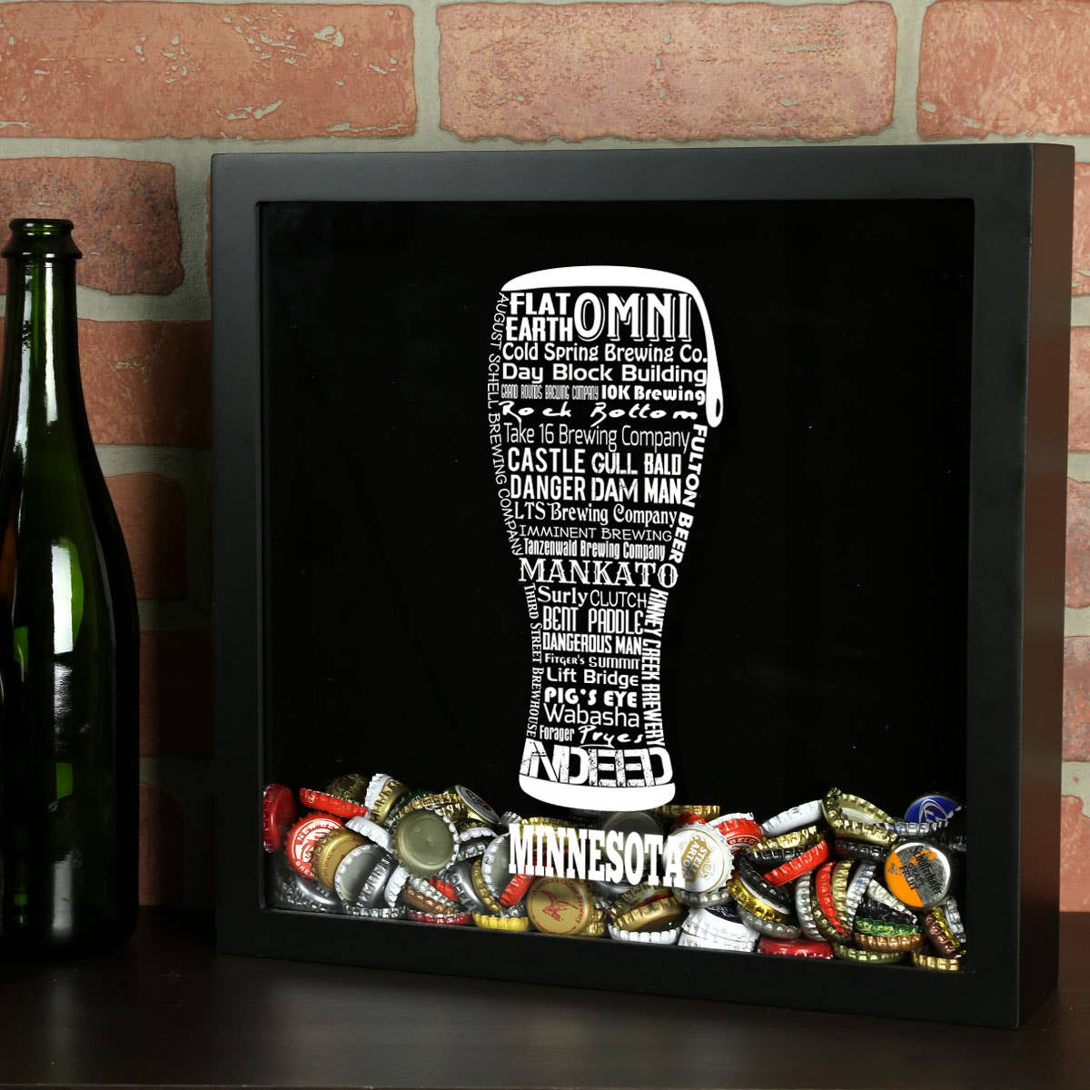 Torched Products - Vendita all'ingrosso Decorazione da parete 3D - State Beer Cap Shadow Box, nero, tipografia della birra artigianale73