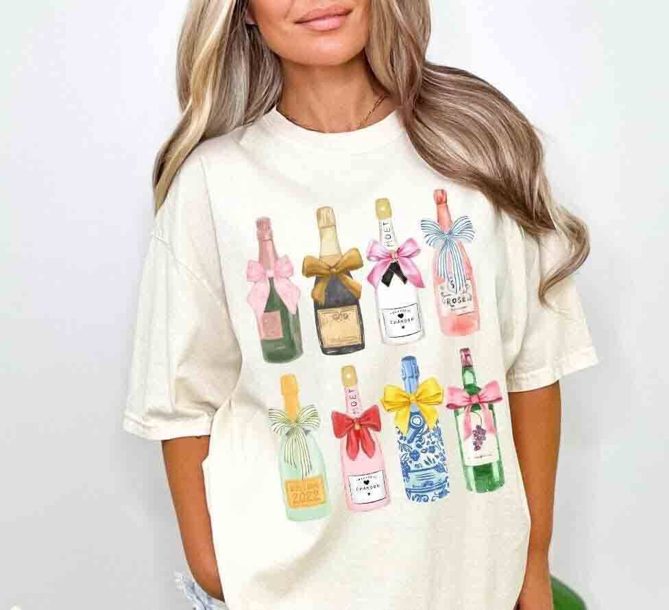 NVC Ecommerce LLC - Wholesale T-Shirt (Graphic) - Women's - Coquette Champagne Sweater, Champagne Lovers Shirt1