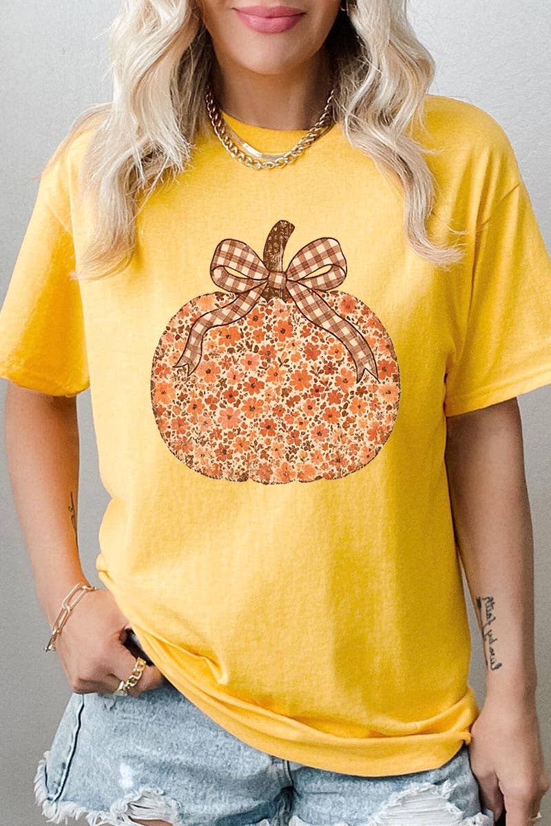 COLORBEAR – Engroshandel Grafisk t-shirt - Dame – Grafisk T-shirt i kraftig bomuld med blomster og græskar til efteråret5