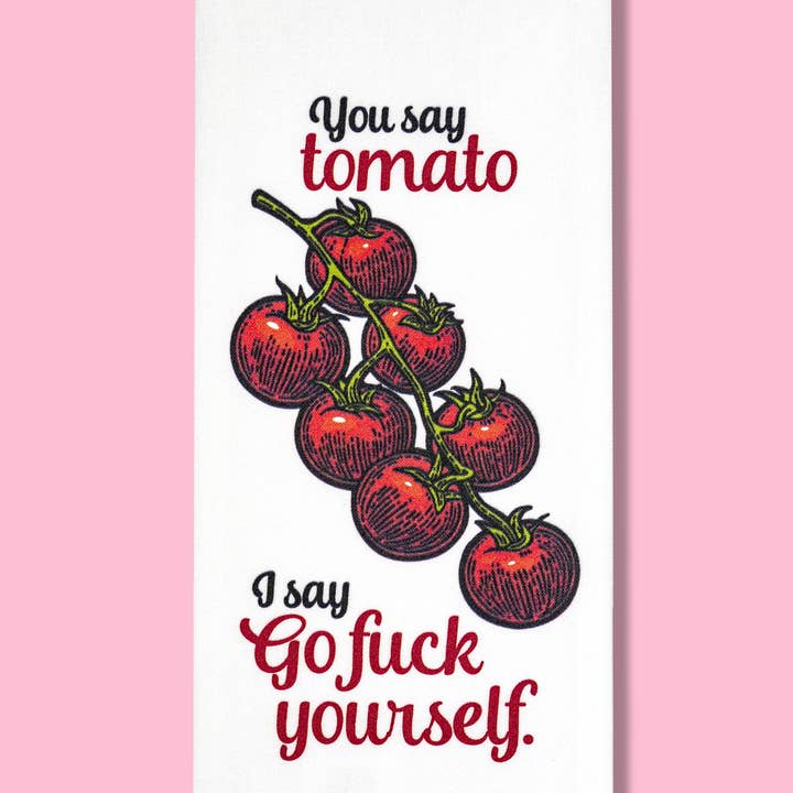 Bad Grandma Designs - Wholesale Dishcloth - You Say Tomato Dishtowel