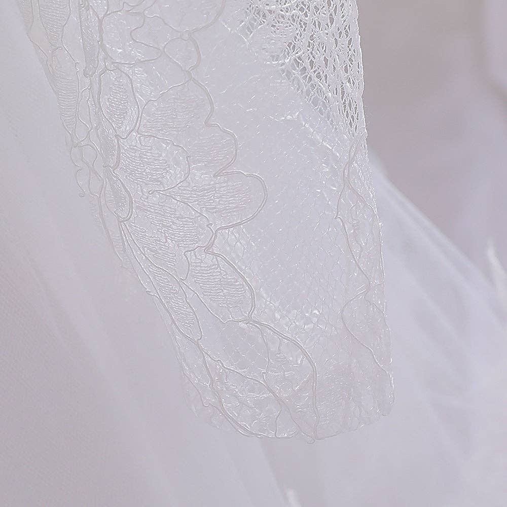 MyKids-USA® - Wholesale Dress - Baby - Baby Girl Bow Patched Design Long Sleeves Full Moon Christening Mesh Formal Dress21