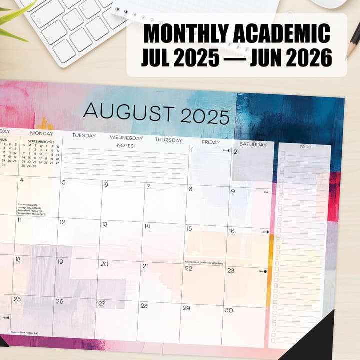 Willow Creek Press & Gifts - Wholesale Calendar - Abstract Art Academic July 2025 - June 2026 17" x 12" Small Monthly Desk Pad1