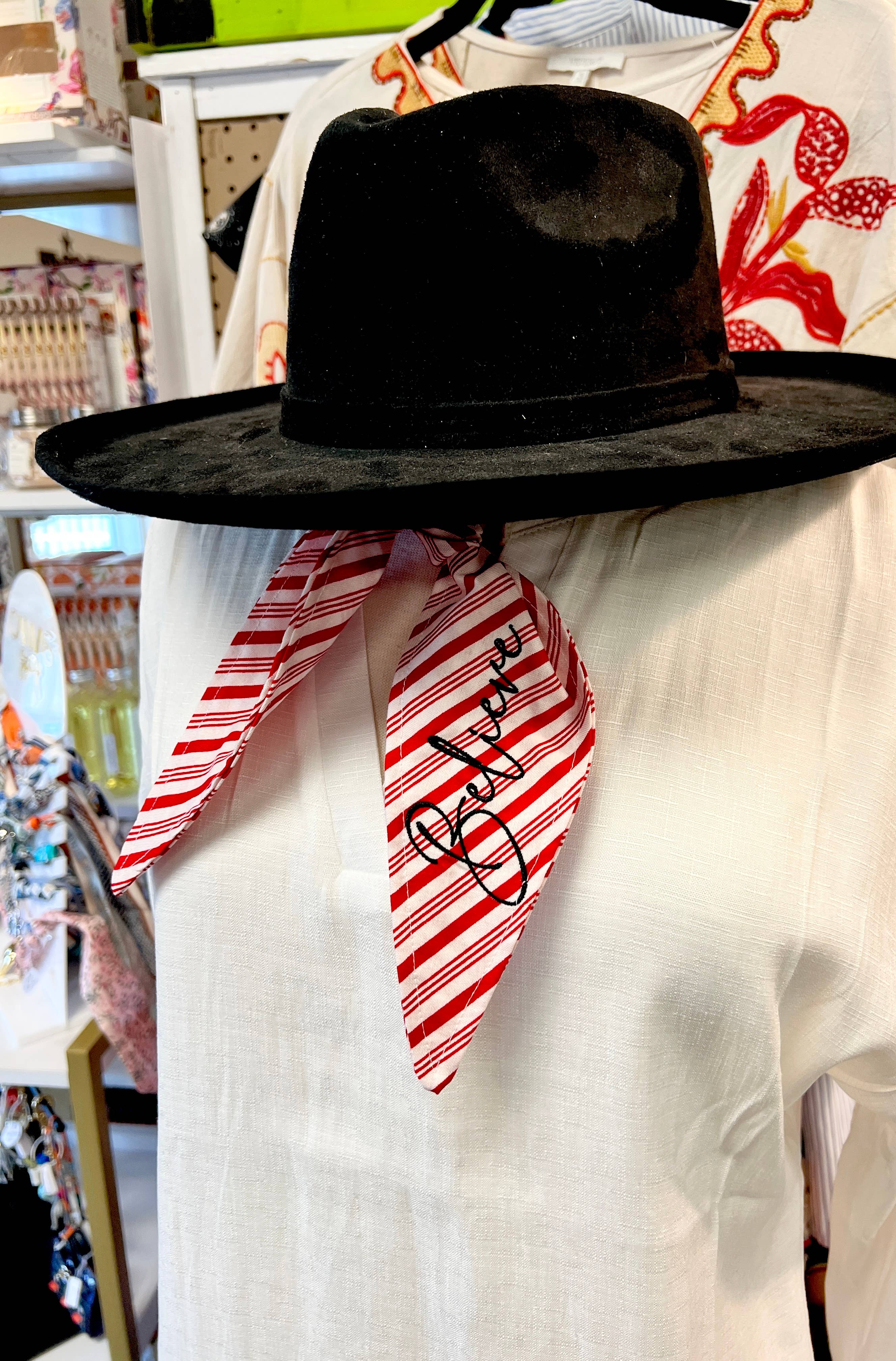 The Funky Soul - Wholesale Scarf - Women's - Believe Red & White Striped Christmas Ascot Scarf2