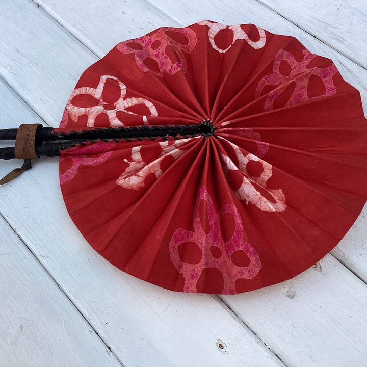 World Peaces - Wholesale Handheld Folding Fan - African Wax Print Fan, Handmade in Ghana3