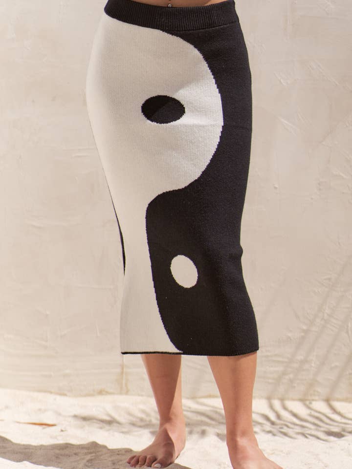 Nero GONNA A MAGLIA YIN YANG in vendita all'ingrosso su Faire12