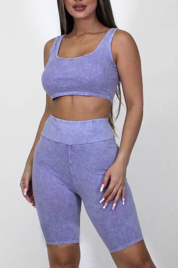 Junie – Großhandel Loungewear-Set – Damen – Mineralgewaschenes Tanktop und Biker Short Set48