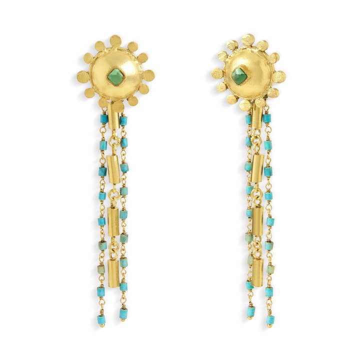 Brinco de corrente turquesa com estupa por atacado de Né Nepal