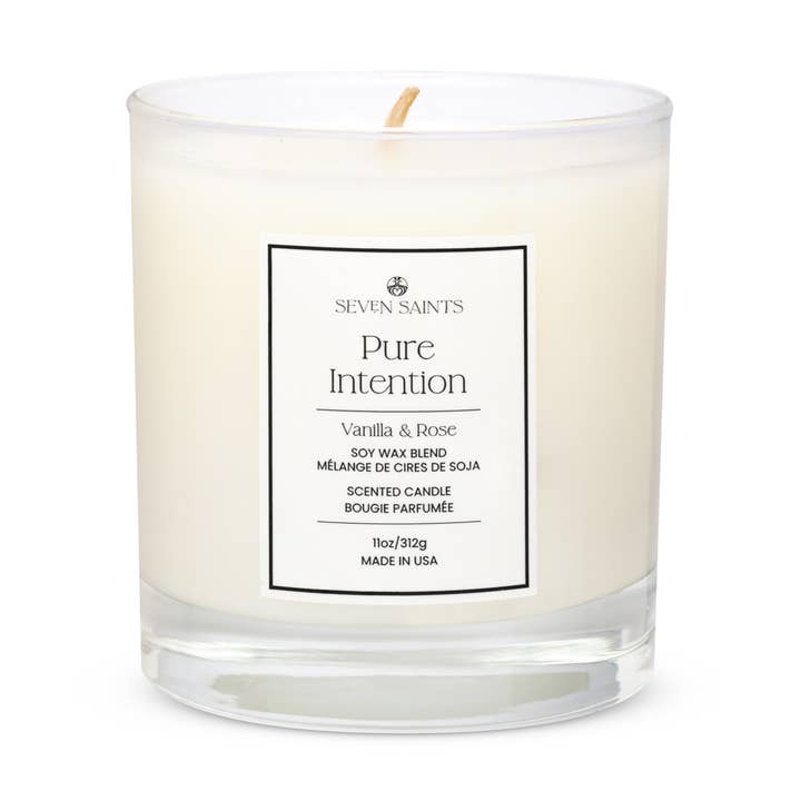 Pure Intention Vanilla & Rose Soy Blend Wax Candle for wholesale by Seven Saints
