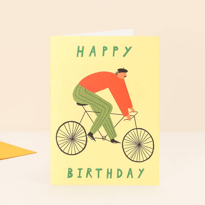Little Black Cat Illustrated Goods - Wholesale Birthday card - Cyclist Happy Birthday Card | Man's Birthday Card | Bicycle2