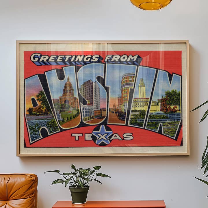 Austin Texas Vintage Postcard Print for wholesale by Tejas Country Club