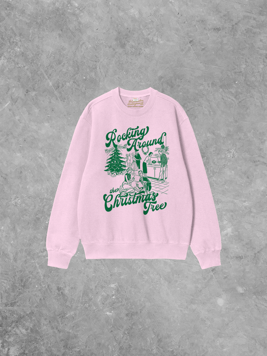 The Clandestine Underground – wholesale Sweatshirt med tryck - Unisex – Rocking Around the Christmas Tree Boxy Bomullströja2