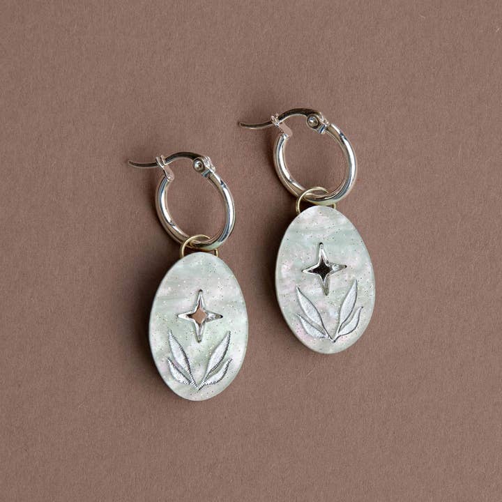 Celestial Seaweed Oval Hoop Earrings for wholesale by Pepper You