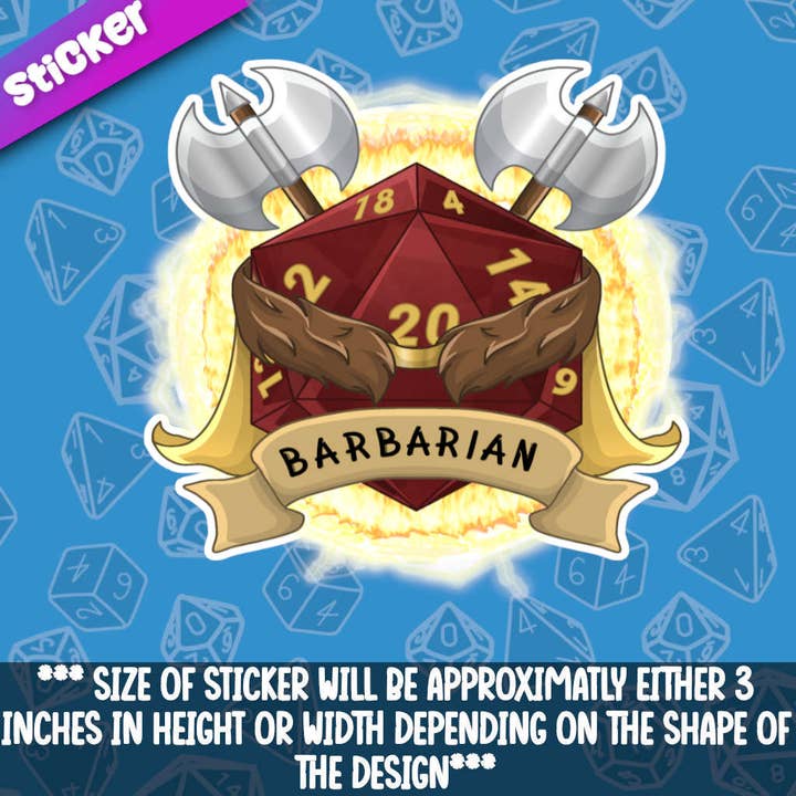 Autocolante de Dados de Classe Bárbária por atacado de Mega Kawaii Cuties