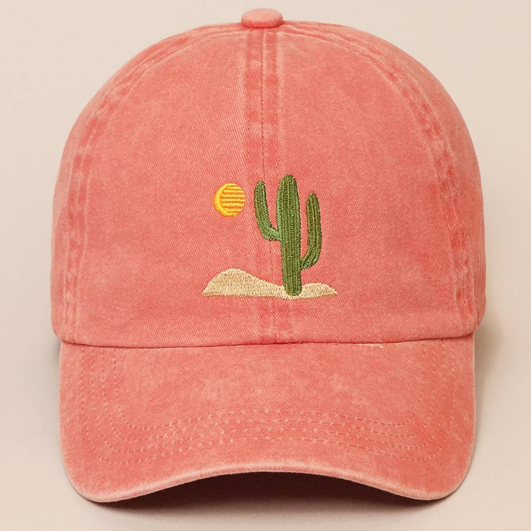 Fashion City - Wholesale Baseball Cap - Women's - Cactus Embroidered Cotton Baseball Dad Cap15