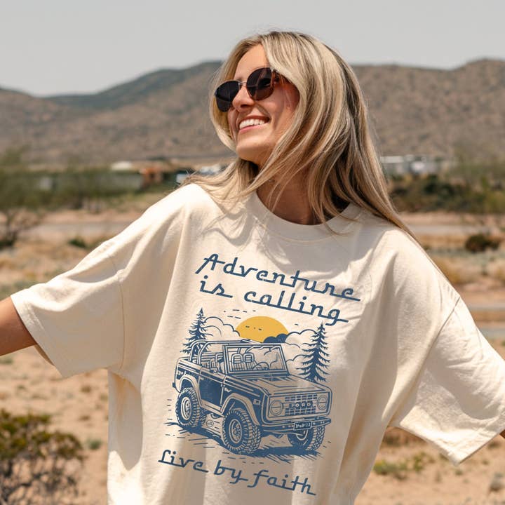 Never Lose Hope Designs - Wholesale Graphic Sweatshirt - Unisex - Bronco Adventure is Calling Live By Faith Tee