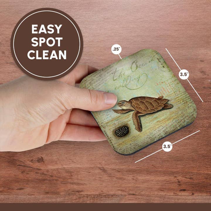 3dRose - Wholesale Coasters - 3dRose, Vintage Illustration Of Sea Turtle And Nest, Coaster13