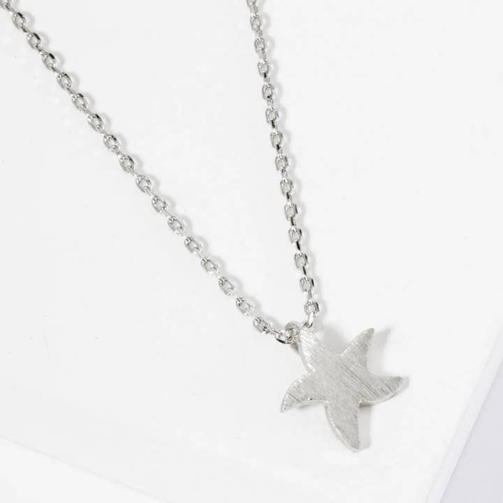 Wild Honey - Wholesale Pendant/Charm Necklace - 18K Gold Dipped Brushed Brass Starfish Pendant Necklace