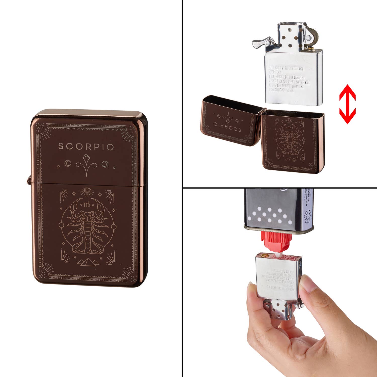 Champ by Polyflame - Vendita all'ingrosso Accendini - Espositore con 12 accendini ASTRO oro rosa antivento a pietrina3