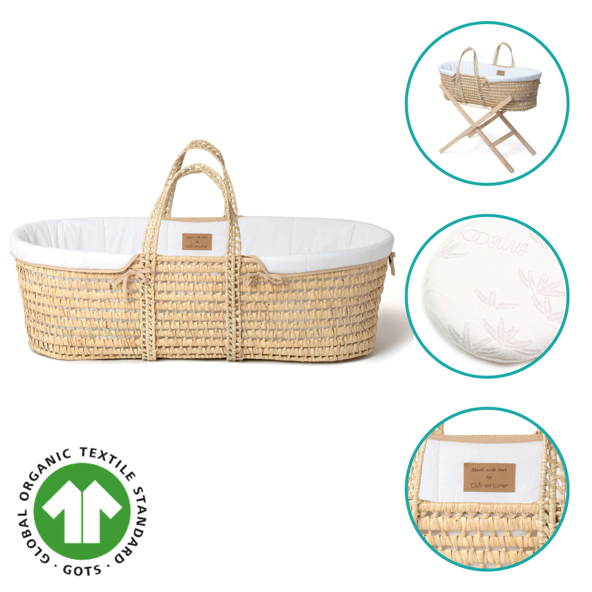 Clair De Lune – wholesale Bassinet – Baby – Organic Palm Moses Basket7
