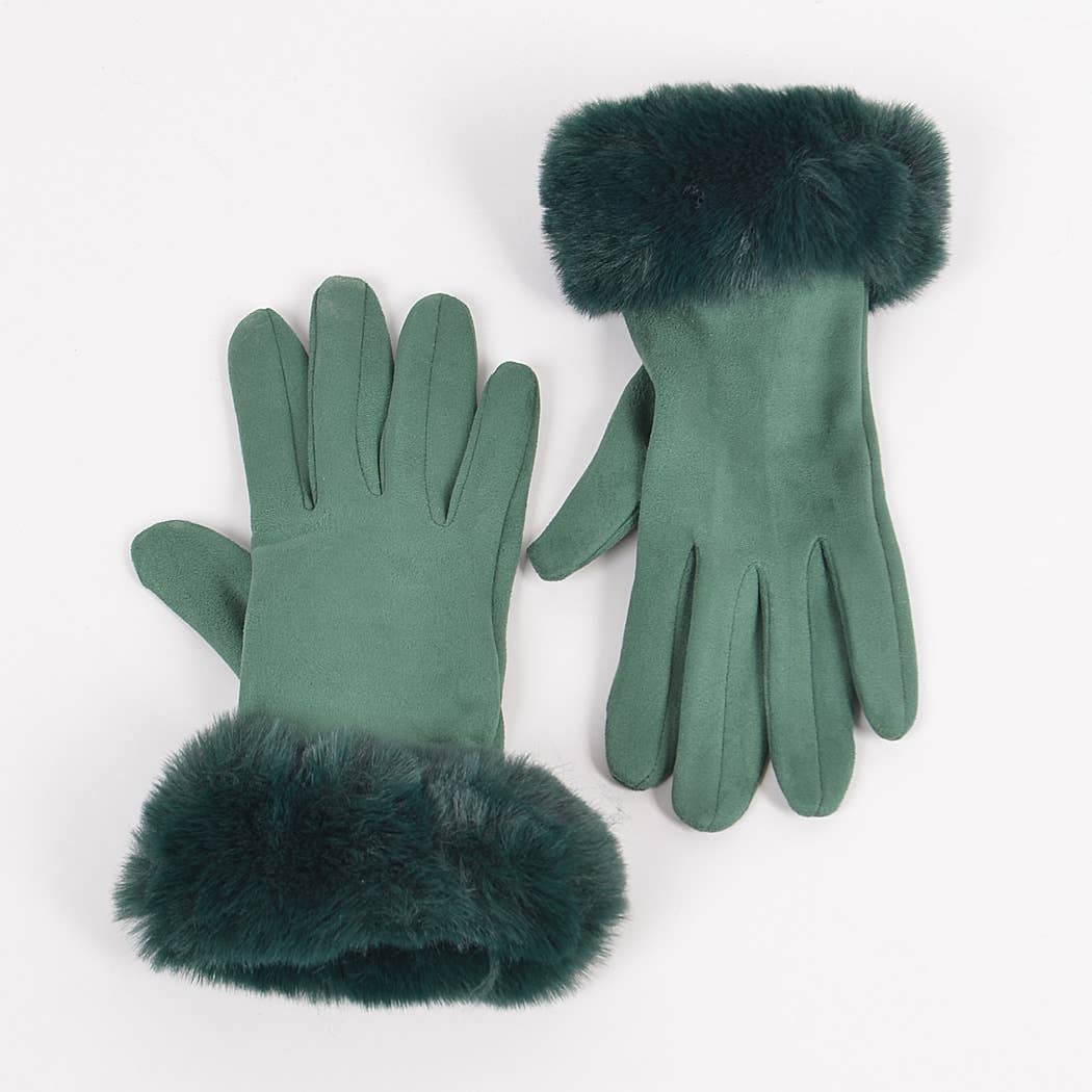 3AM BY H&D ACCESSORIES - Wholesale Handschoenen - Dames - Handschoenen van imitatiesuède met imitatiebont3