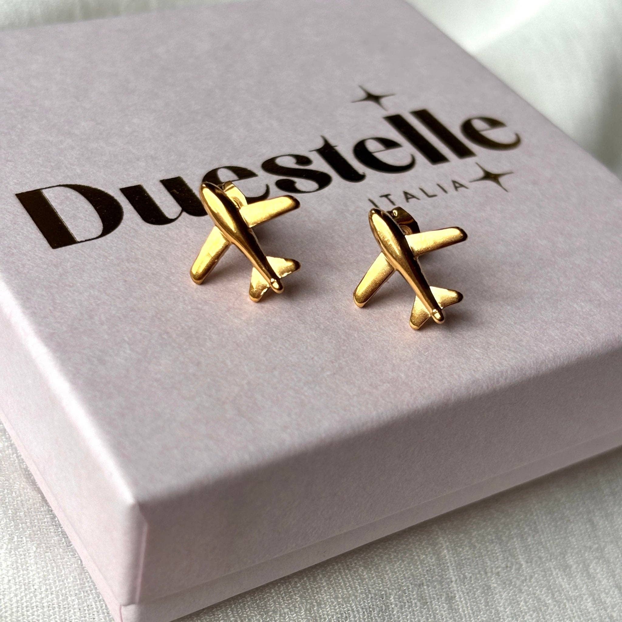 DUESTELLE ITALIA - Wholesale Stud/Post Earrings - Jet Set stud earrings gold plated 18K gold0