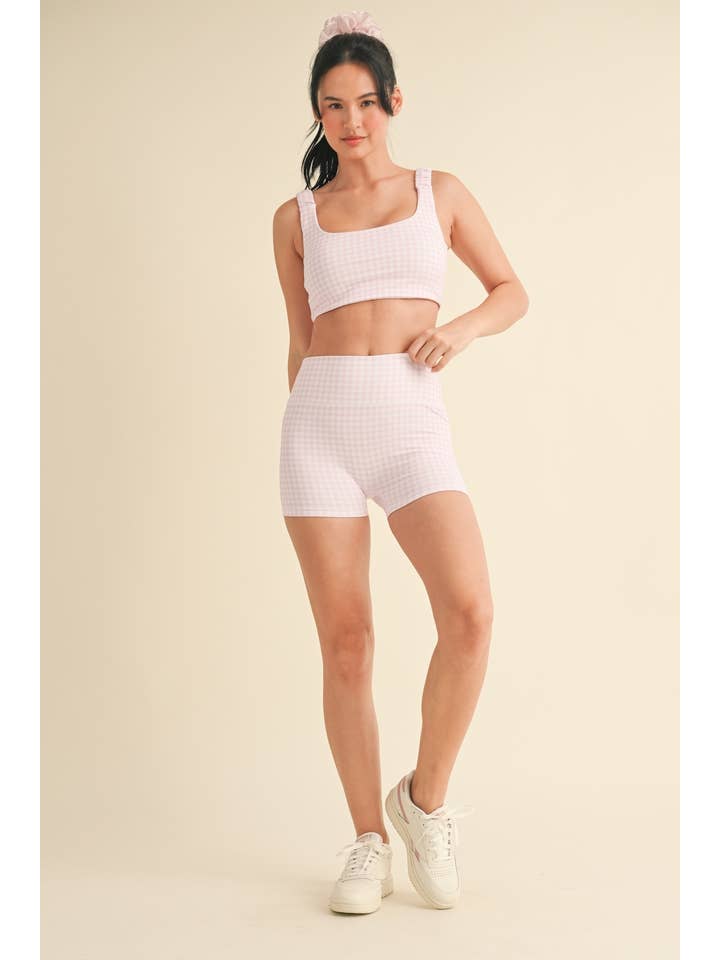 KIMBERLY C - Wholesale Sports Bra - Women's - Gingham Print Ruched Bra Top84