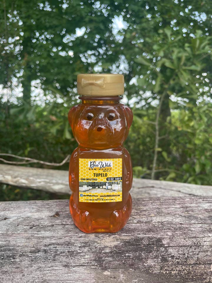 12oz Bear Plastic Tupelo for wholesale by Bee Wild Raw Honey