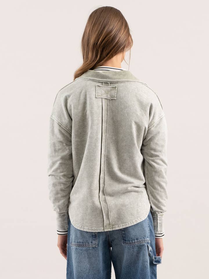 Blu Pepper - Wholesale Knit Top - Women's - WASHED COLLARED LONG SLEEVE KNIT TOP11