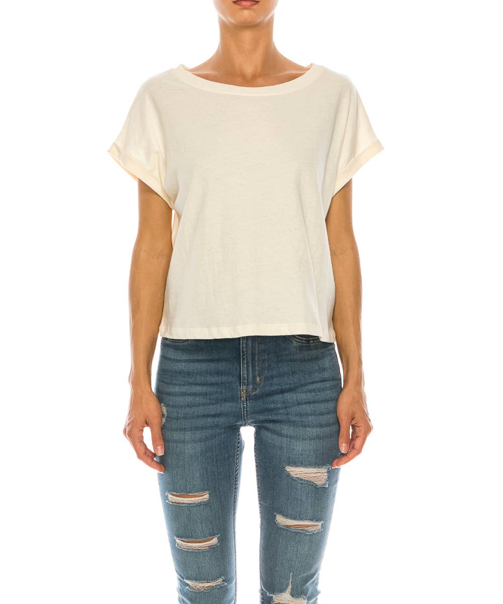 Fabina - Vendita all'ingrosso Maglietta - Donna - RICICLARE COTONE TINTA UNITA CROP0