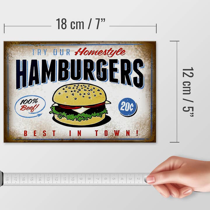 Femer - Wholesale Bord/bordje - Hamburger Best in Town 100% Rundvlees houten bord 18x12cm3