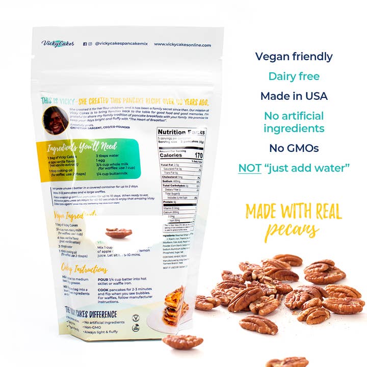 Vicky Cakes Pancake & Waffle Mix - Wholesale Pancake Mix - Pecan Pancake and Waffle Mix2