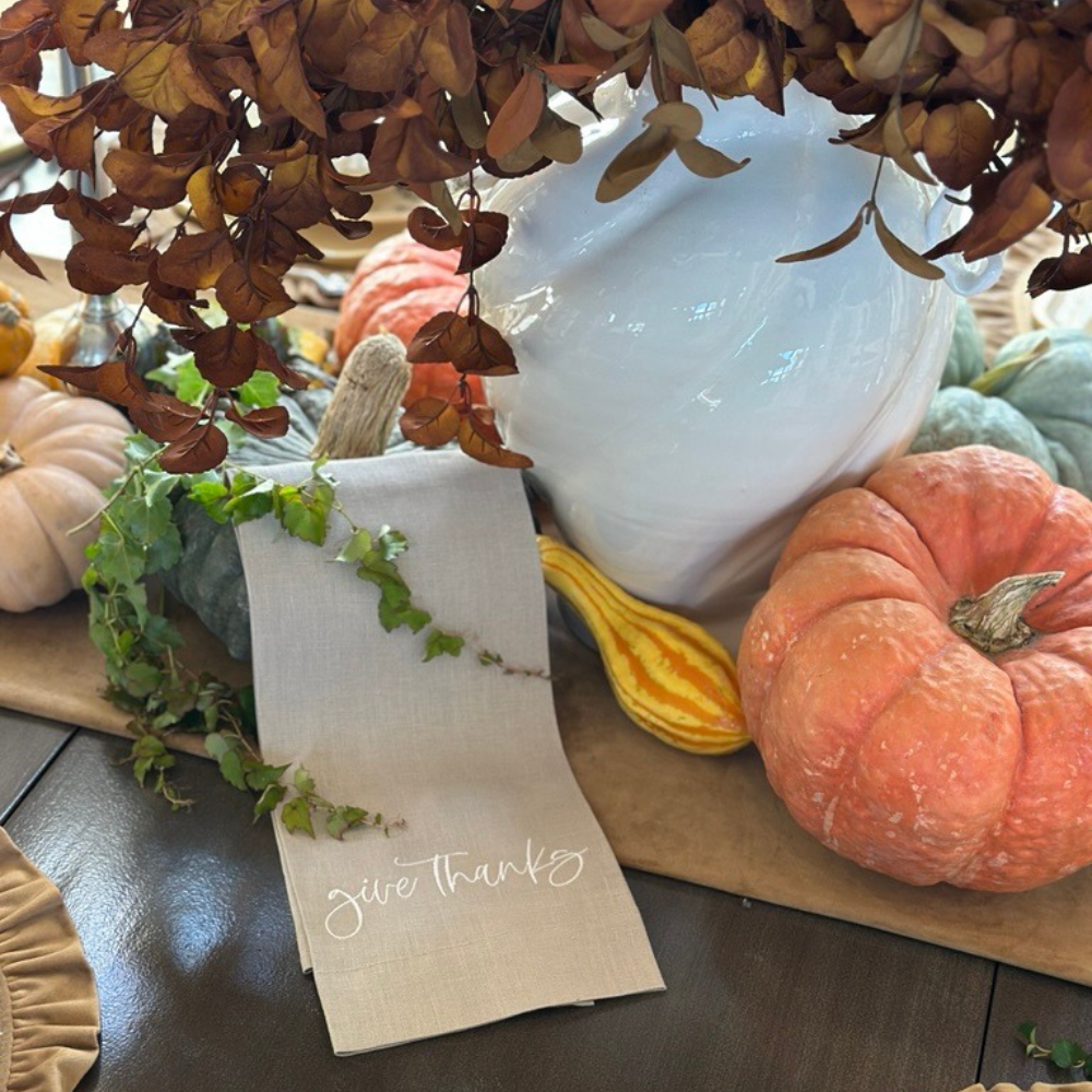 Soft Flax Give Thanks Towel for wholesale on Faire0