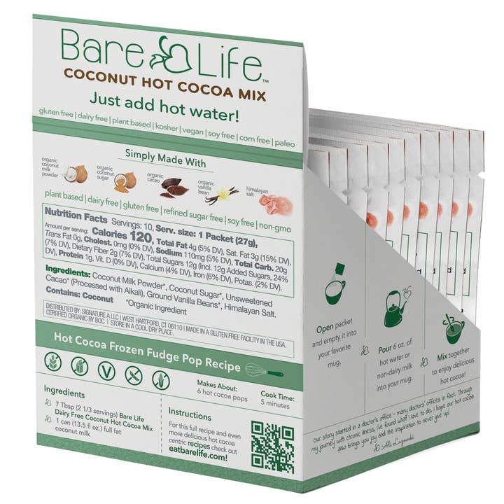 Bare Life - Wholesale Hot Cocoa Mix/Kit - Dairy Free & Vegan Coconut Hot Cocoa Mix - 0.95 Oz (10 Ct.)3