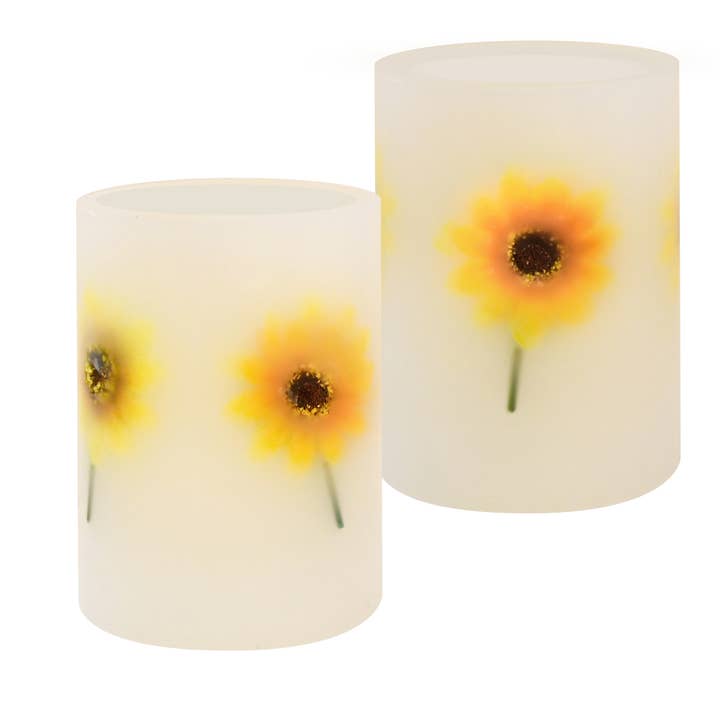 Battery Operated Wax LED Candles, Dried Flowers - Set of 2 for wholesale by LumaBase