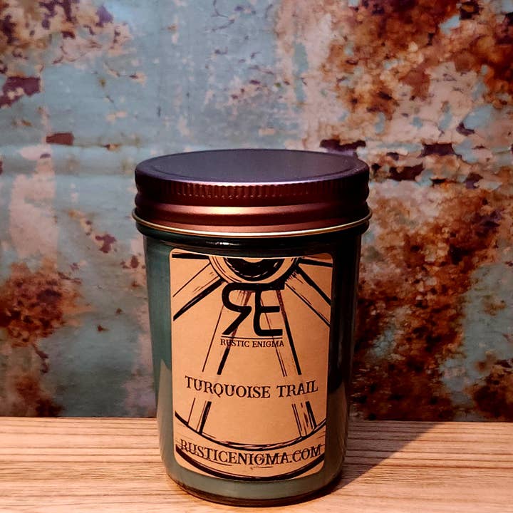 Turquoise Trail 8 oz Candle for wholesale by Rustic Enigma
