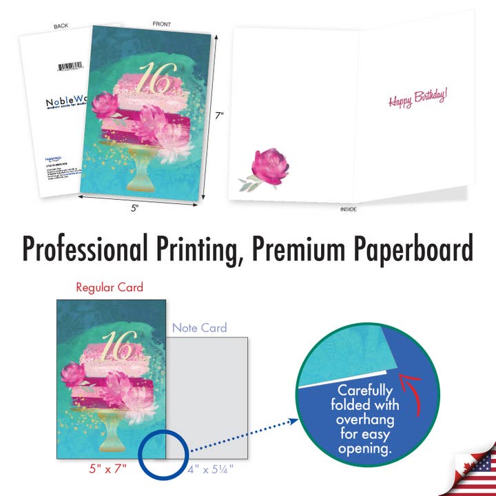 NobleWorks – Engroshandel Fødselsdagskort – Fødselsdagskort - Nummerkage 16 (1 kort)4